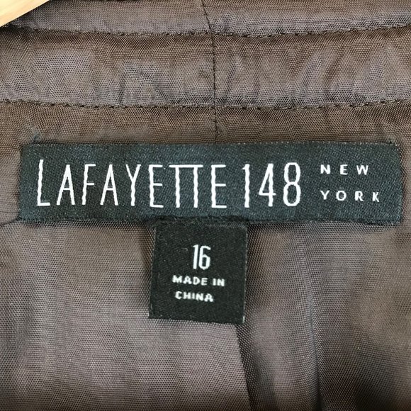 LAFAYETTE 148 NY Blazer Coat Tweed Zip Up Blazer Jacket Softshell Brown Trim 16 - Picture 3 of 8